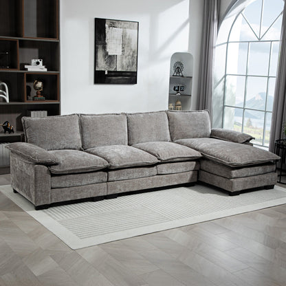 GABI Right Hand Facing Sectional with Chaise Lounge-Grey