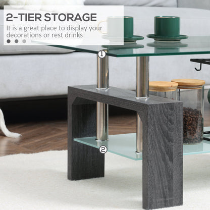 Table basse rectangulaire Sutton en verre trempé - Gris