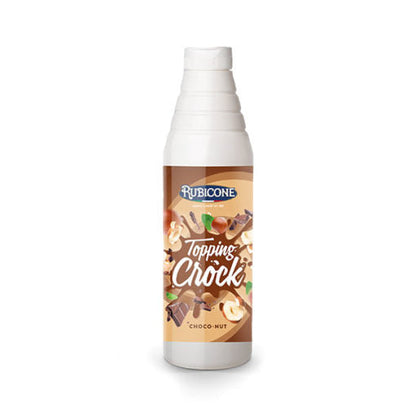 Choco-Hazelnut Topping with Pieces - 1 KG Squeeze Bottle - Choco-Nut Crock Topping - Rubicone Canada - Ships Free Within Canada on Orders Above CAD $199