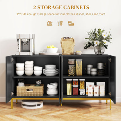 Brooklyn Sideboard/Kitchen Buffet Cabinet with Adjustable Shelves-Black