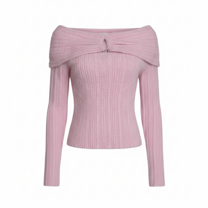 Épaule dénudée-Rose-Pull