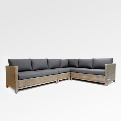 Canapé d'angle 6 places Olive avec coussins Sunbrella® Spectrum Carbon