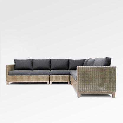 Canapé d'angle 6 places Olive avec coussins Sunbrella® Spectrum Carbon
