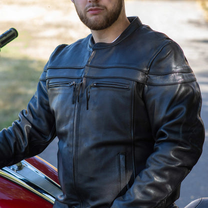 Blouson moto en cuir Maverick pour homme d'Open Road