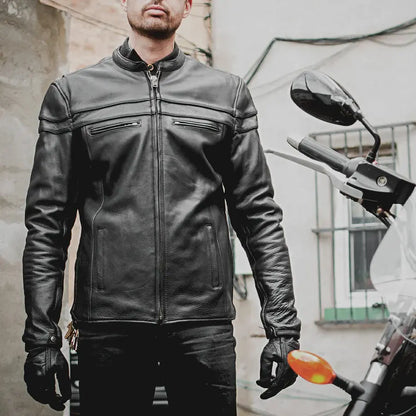 Blouson moto en cuir Maverick pour homme d'Open Road