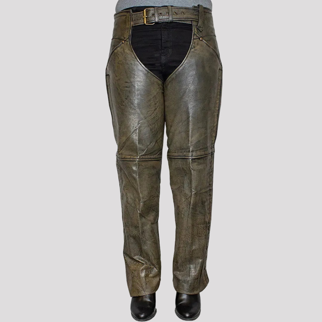 Jambières en cuir marron vieilli Open Road pour femmes