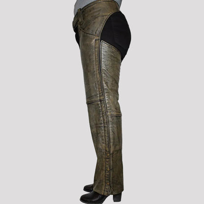 Jambières en cuir marron vieilli Open Road pour femmes