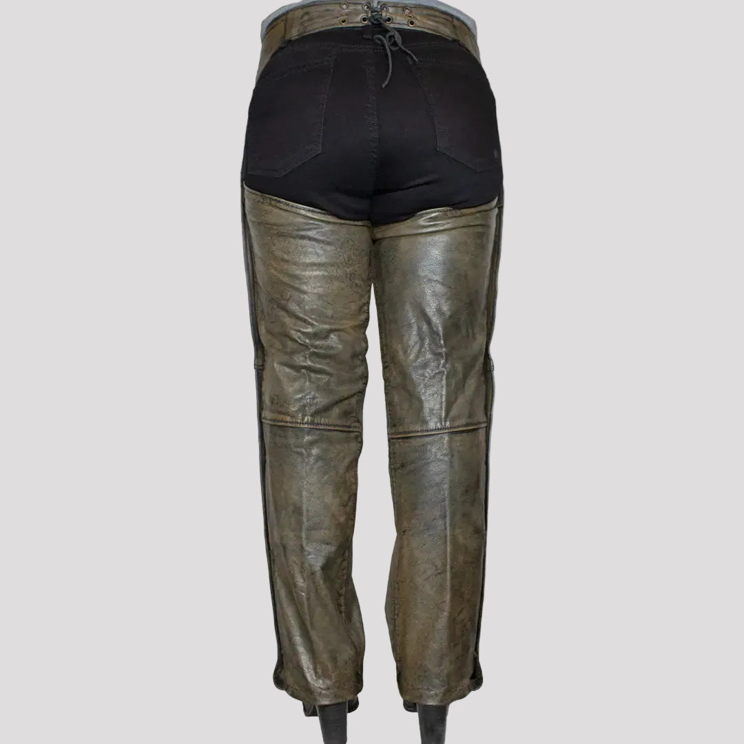 Jambières en cuir marron vieilli Open Road pour femmes