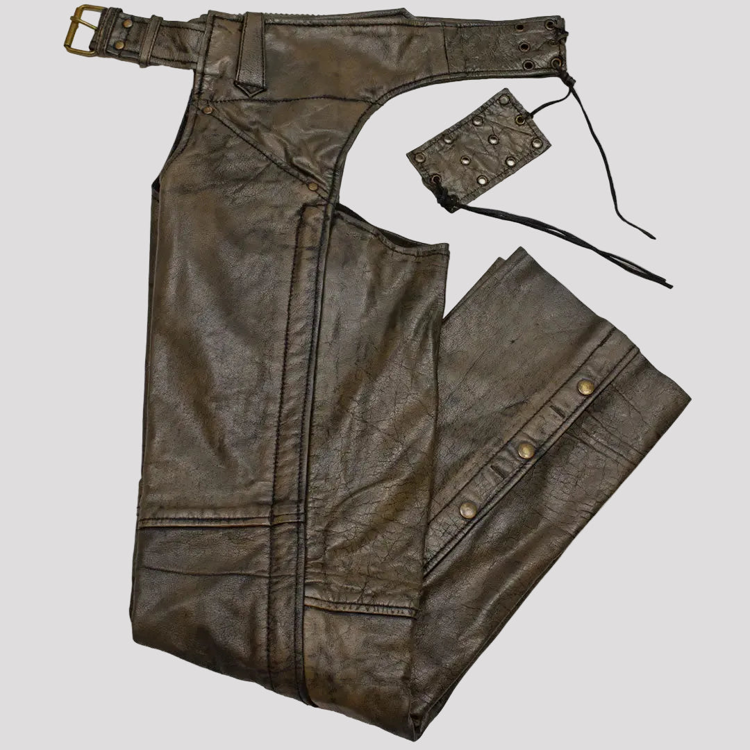 Jambières en cuir marron vieilli Open Road pour femmes