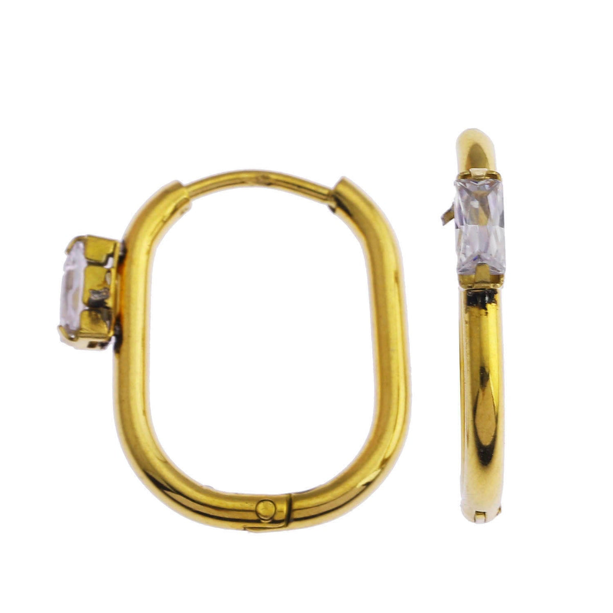 CABE Rectangle Hoops with Solitaire Rectangle Zirconia