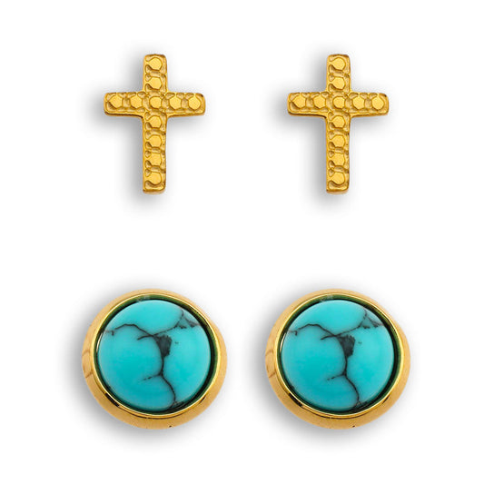 DORA Ensemble de 2 paires de boucles d'oreilles clous