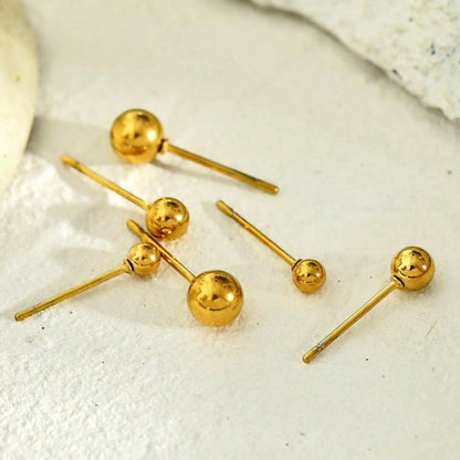 DESTINY Gold: Classic 3-Pair Rounded Bead Stud Set