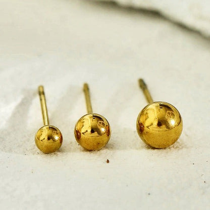 DESTINY Gold: Classic 3-Pair Rounded Bead Stud Set