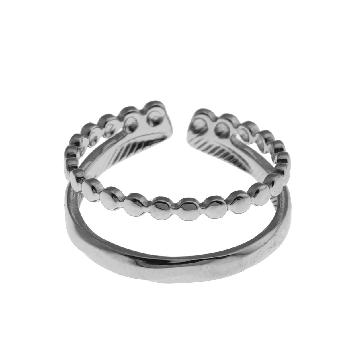 TIFFANY Double Stacked Beaded Silver Ring