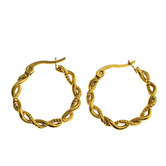 Boucles d'oreilles créoles torsadées texturées BARBARA Gold