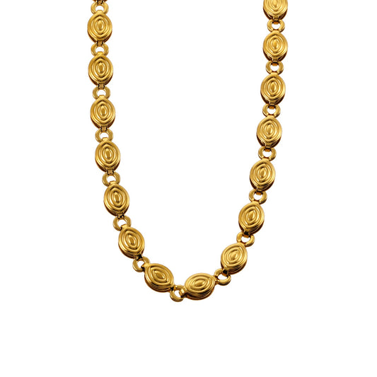 ANTHEA : Collier chaîne perlé ovale à motifs