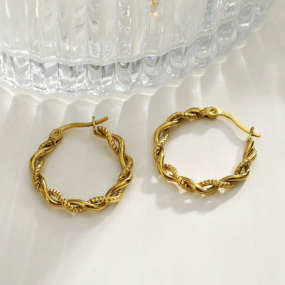 Boucles d'oreilles créoles torsadées texturées BARBARA Gold