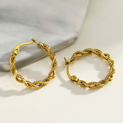 Boucles d'oreilles créoles torsadées texturées BARBARA Gold