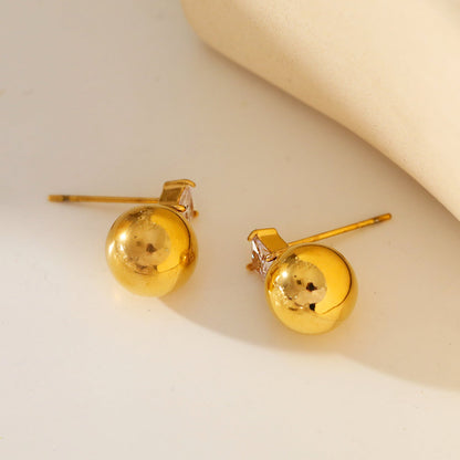LETTRA : Boucles d'oreilles clous perles-billes et zircon cubique