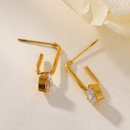 ARETE: Timeless Romance - Heart Gemstone Paper-Clip Earrings