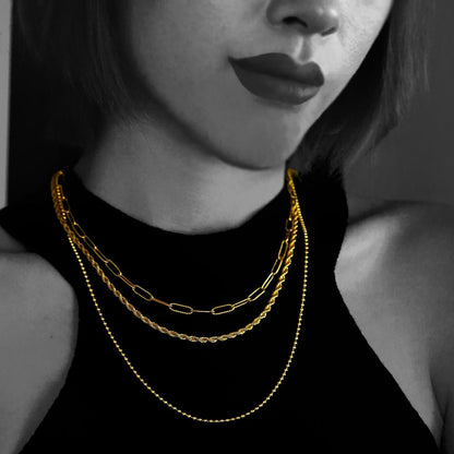 SELENE: Triple Layer Mixed Chain Gold Necklace