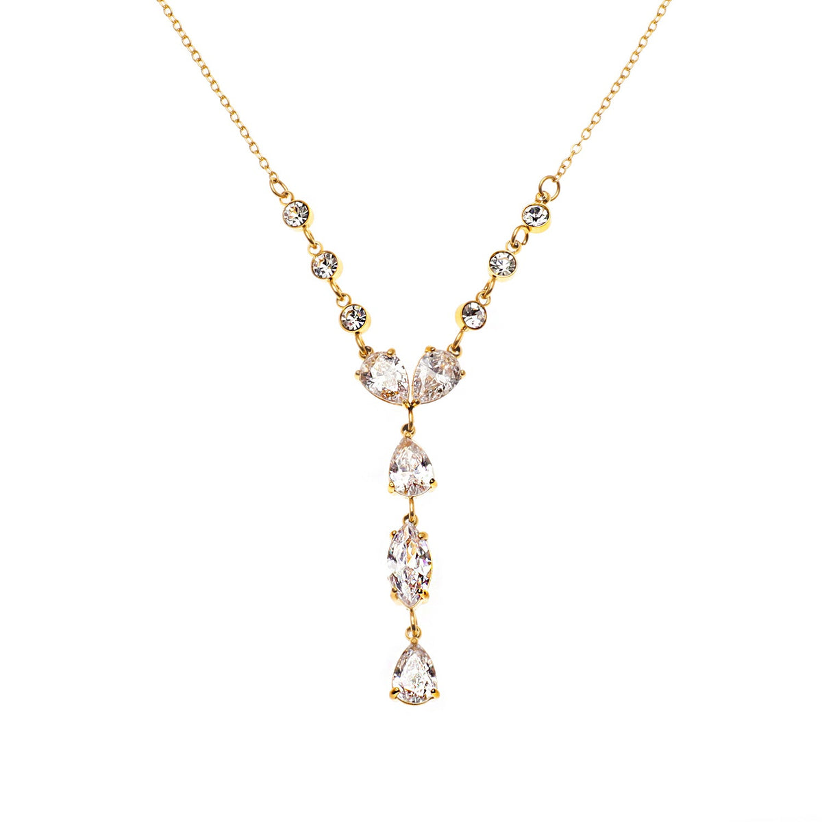 Style BUCKIE:  Multi Pendant Zirconia Chain Necklace