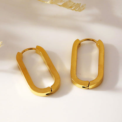 Boucles d'oreilles créoles rectangulaires à coins arrondis CHANDA Gold