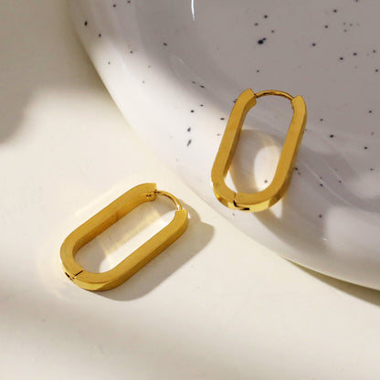 Boucles d'oreilles créoles rectangulaires à coins arrondis CHANDA Gold