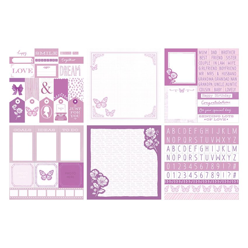 The Paper Boutique Quotidien - Nuances De - Violet Bloc de Projets 20,3 cm x 20,3 cm
