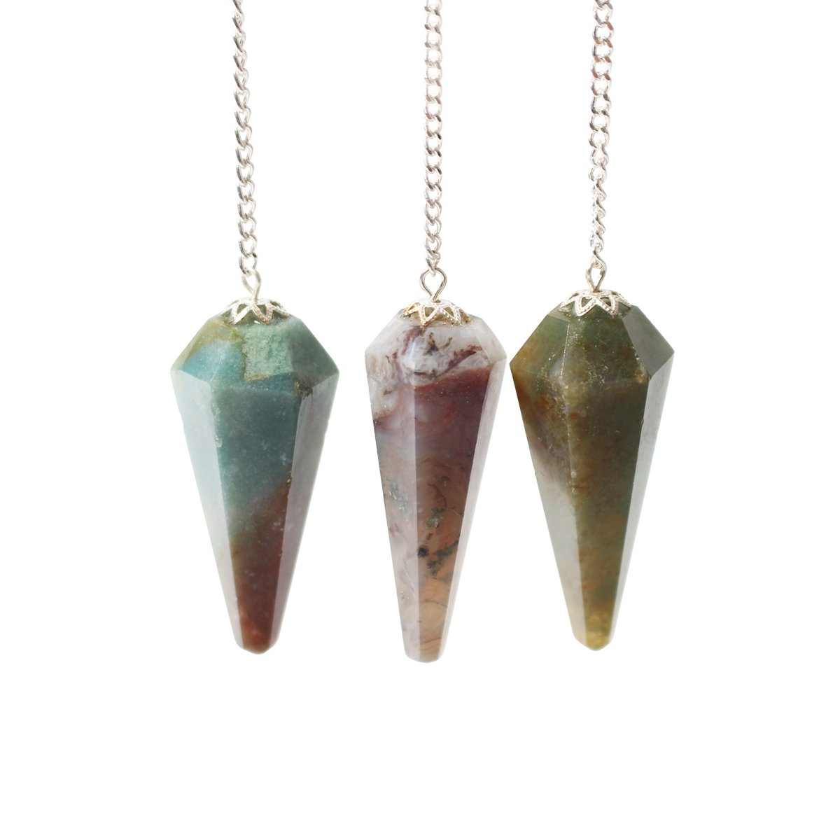 India Agate Pendulum 6 Facet & Bead - 3 Pack