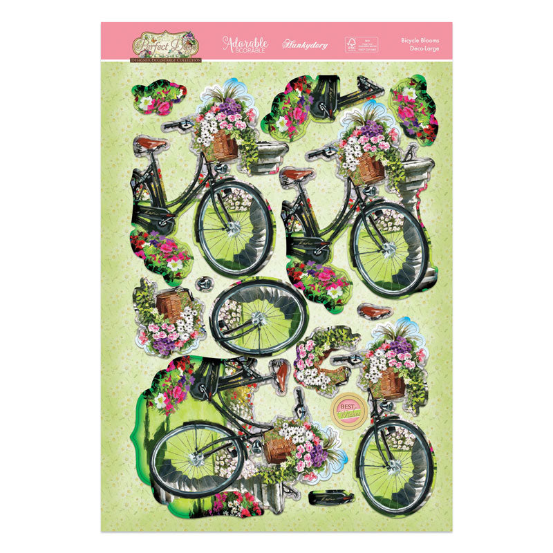 Parure grand format de décalcomanies « Jours parfaits » – Fleurs de bicyclette