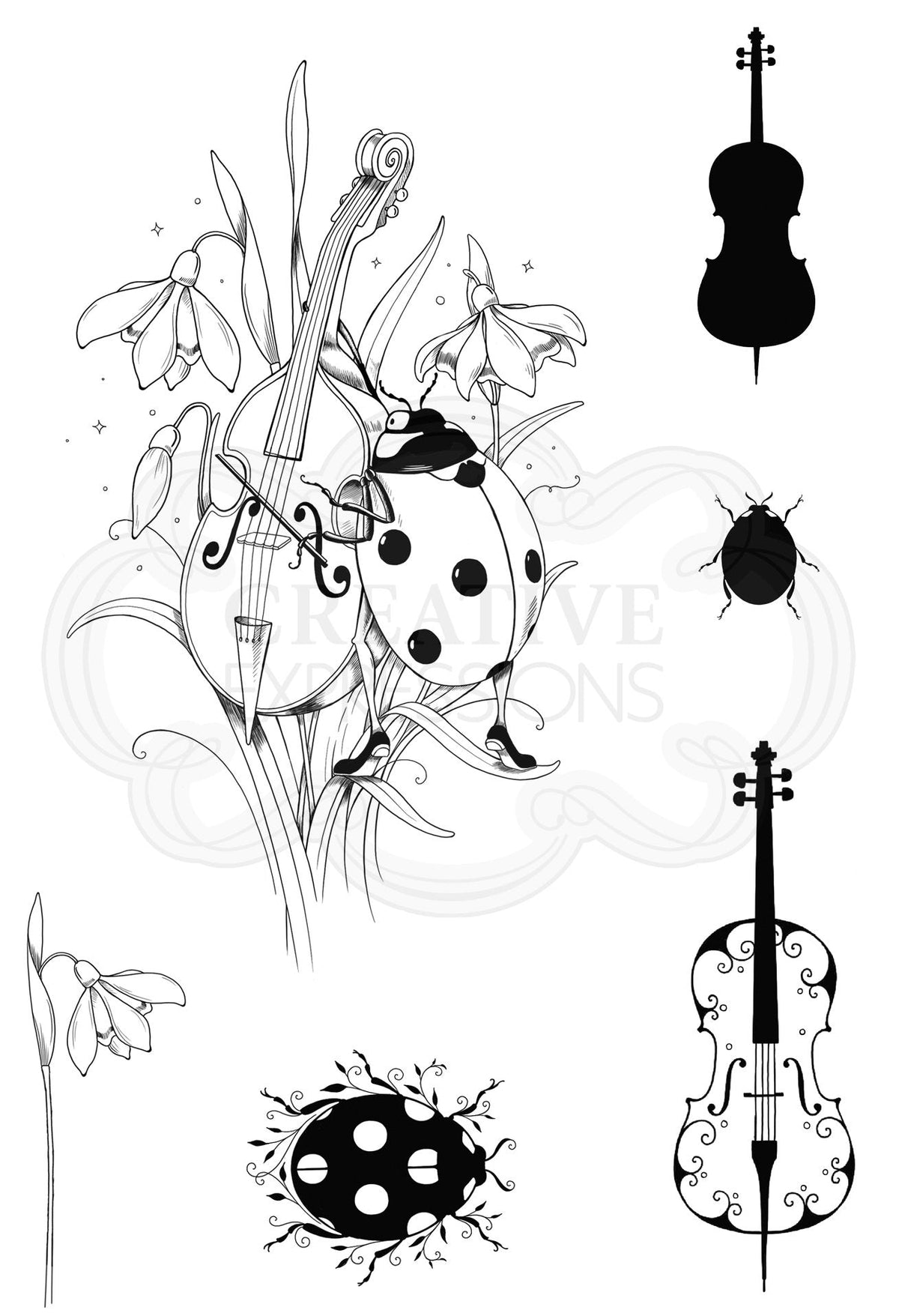Pink Ink Designs Le Violoncelliste Set de Tampons Transparents A6