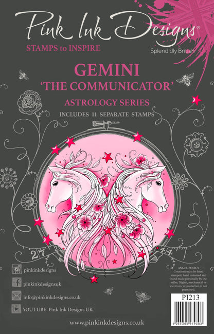 Pink Ink Designs Gemini, lot de tampons transparents, 15,2 x 20,3 cm