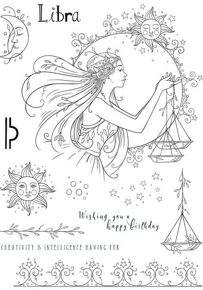 Pink Ink Designs Libra, lot de tampons transparents, 15,24 cm x 20,32 cm