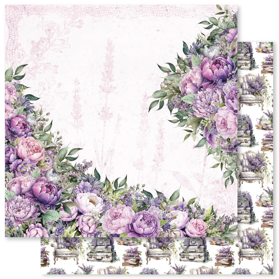 Papier Lavande & Roses B 30,5x30,5 cm (Lot de 12) 32169