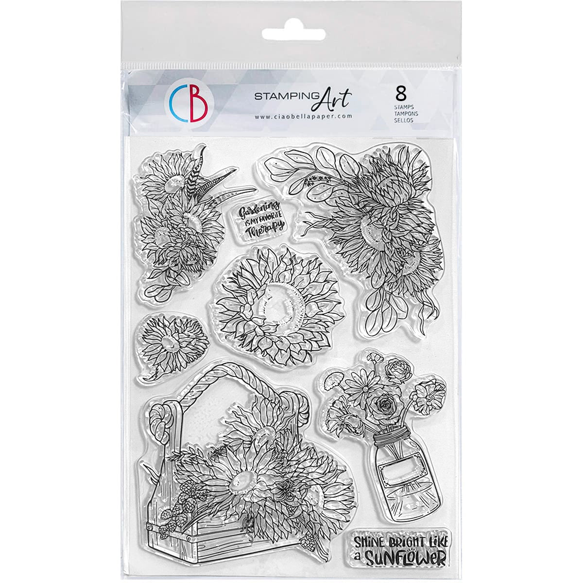 Ciao Bella Clear Stamp Set 6"x8" Tournesols en croissance