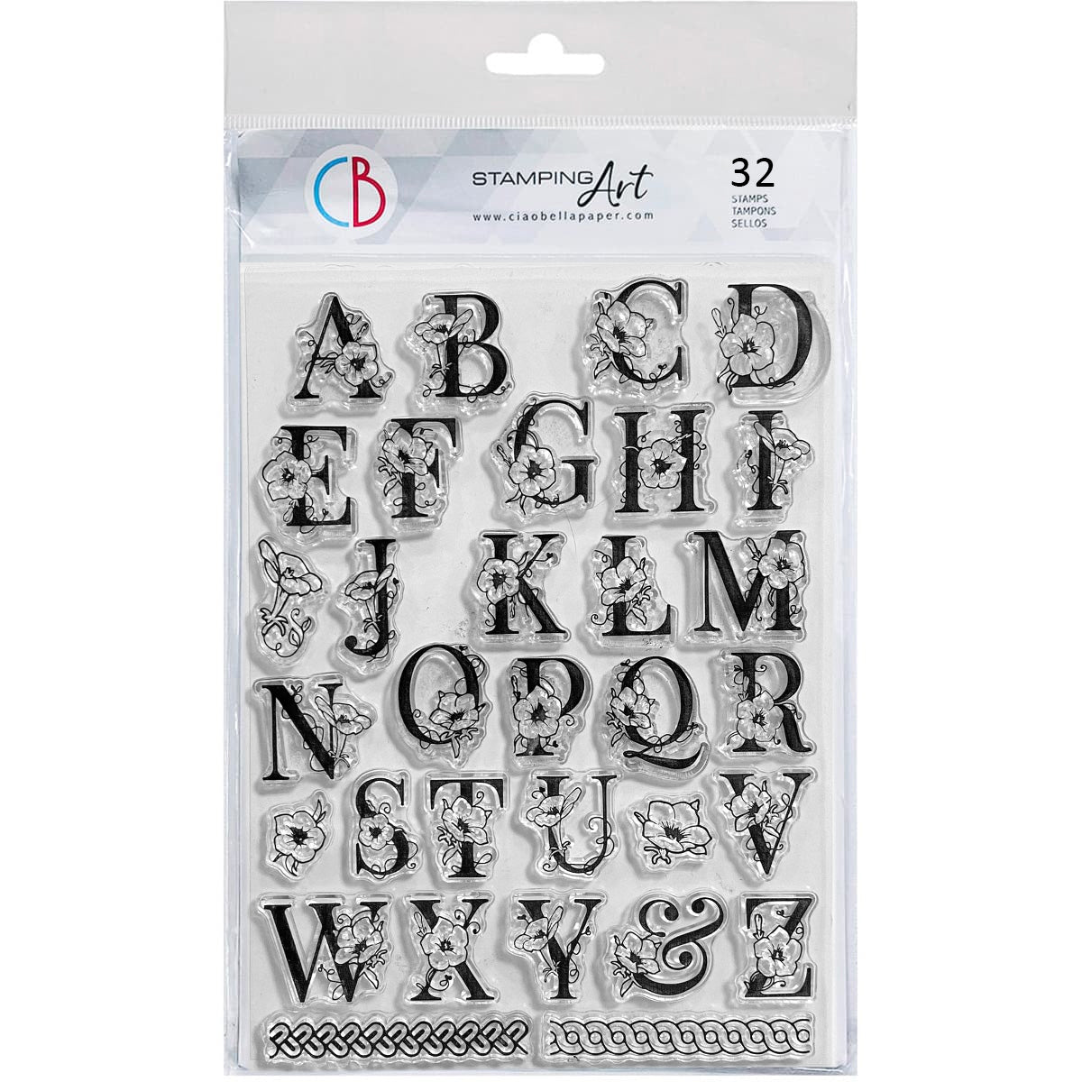 Ciao Bella Clear Stamp Set 15x20cm Alphabet Floral