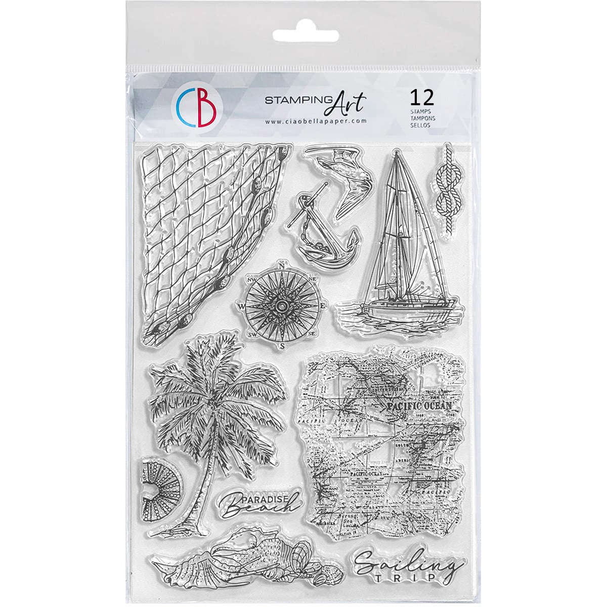 Ciao Bella Tampons Transparents 15x20cm Voyage en Voilier