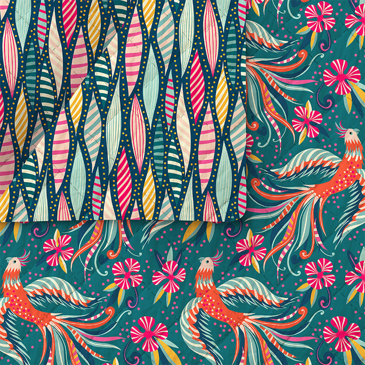 Paradise Birds Pre-Quilted Fabric - 220-25632