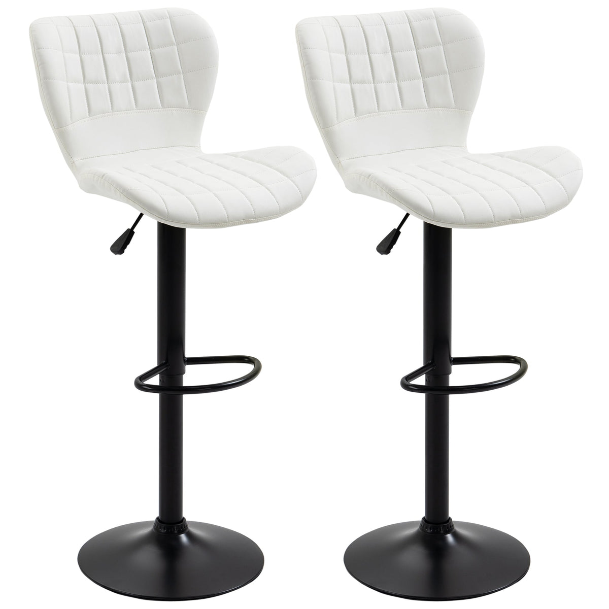 Avion Counter/Barstools with Adjustable Height and Swivel-Set of 2-White