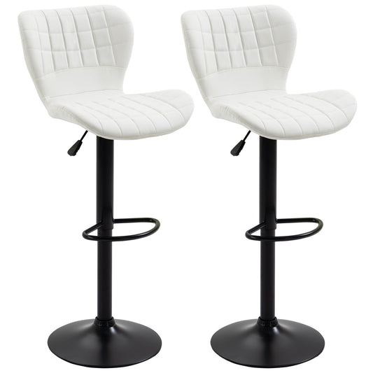 Avion Counter/Barstools with Adjustable Height and Swivel-Set of 2-White