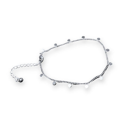 Delicate Disc & Chain Bracelet In Silver Plate