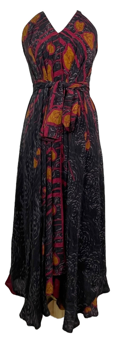 PRC7669 Robe longue en pure soie Avatar avec ceinture