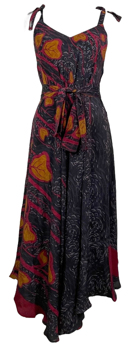 PRC7669 Robe longue en pure soie Avatar avec ceinture