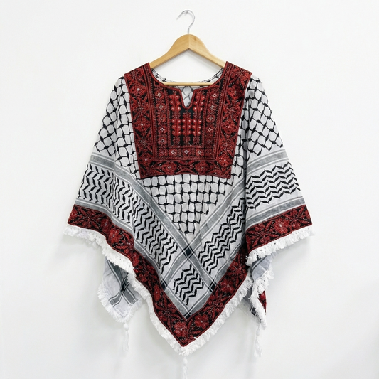 Poncho of Palestine | Classic Kufiya (Keffiyeh)- Tatreez – Made in Jordan