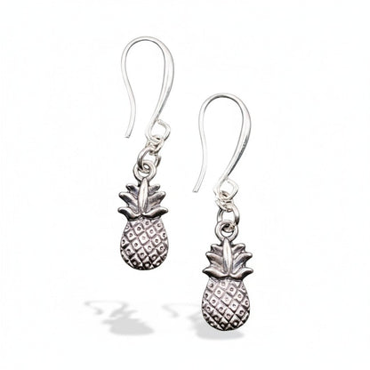 Pineapple Charm Earrings in Silver Plate