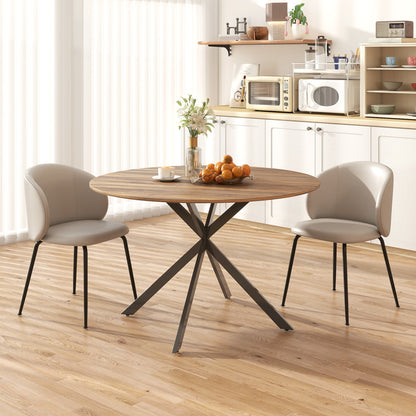 Table à manger industrielle ronde Amory 47" avec pieds en acier - Marron foncé/Noir
