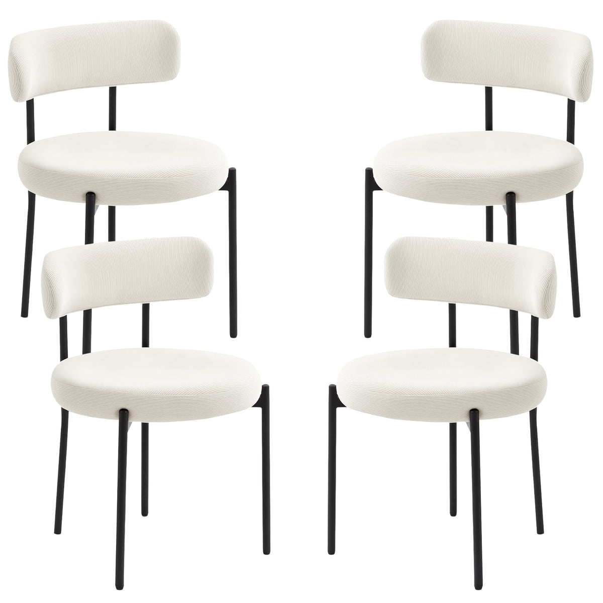 Chaises de salle à manger modernes Avery 4 pièces avec revêtement en velours côtelé - Beige
