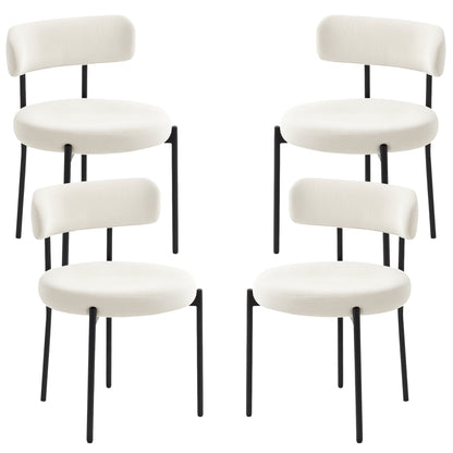 Chaises de salle à manger modernes Avery 4 pièces avec revêtement en velours côtelé - Beige