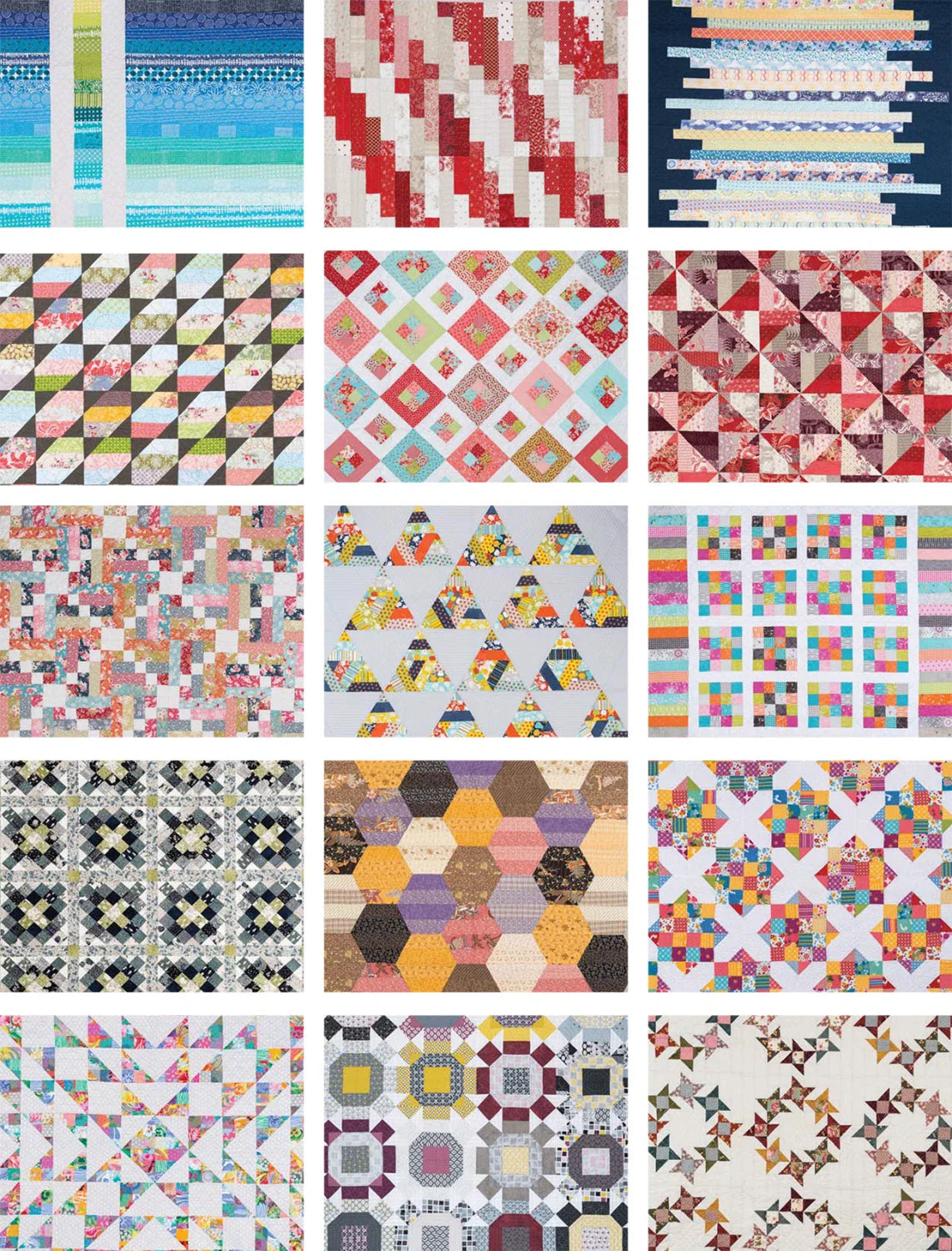 Des courtepointes en bandes (Jelly Roll Quilts) pour un week-end